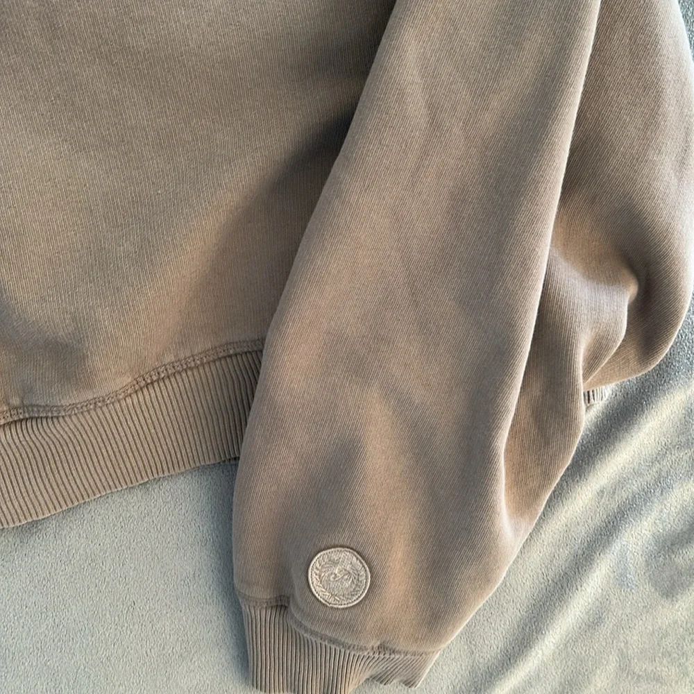 Pink v neckline cropped sweatshirt in mauve brown fleece long sleeves Sz xxl - Picture 4 of 8